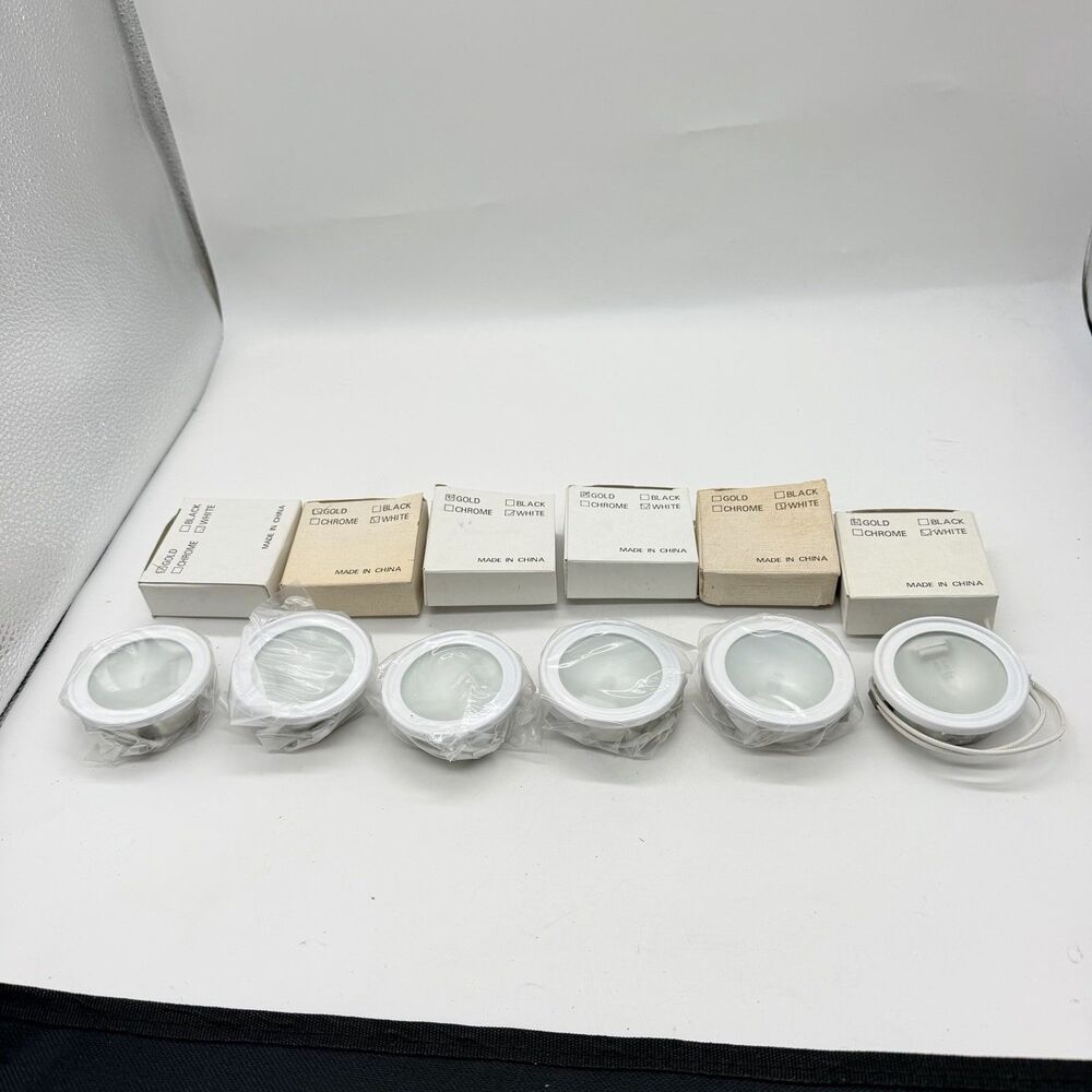 6 White Recessed Adjustable MR16 Light Fixtures Frosted Glass Low Voltage